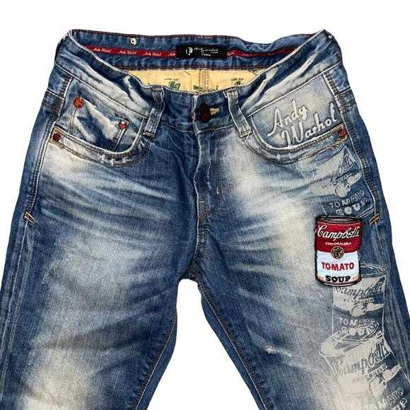 Rare Andy Warhol Campbell's Soup Distressed Capris 28 18 Hard to Find - Picture 3 of 9